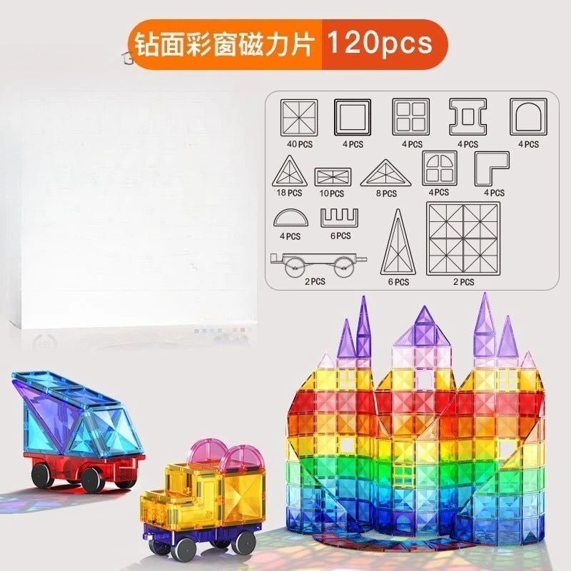 Magnetic Sheet Building Blocks Set Diamond Surface Color Window Educational Assembly Bricks Kid Concentration Training Toy Gift