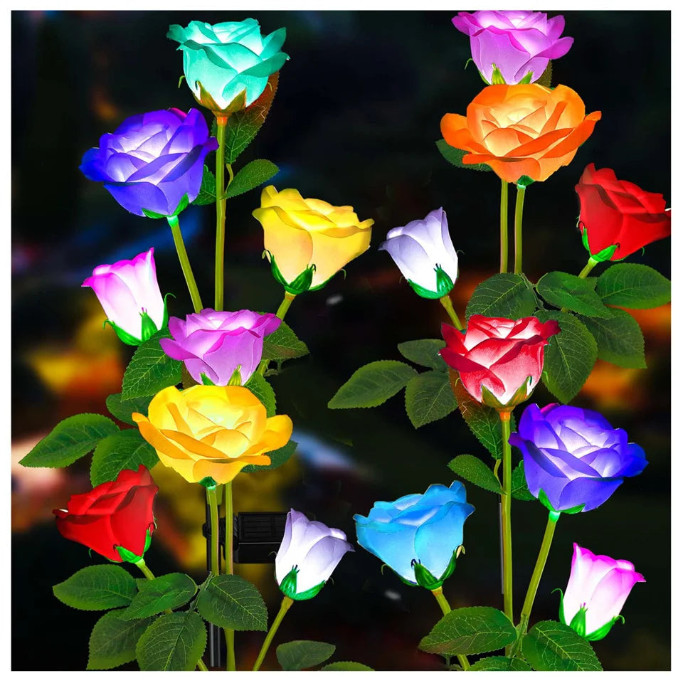 Solar Garden Lights Outdoor Decor Solar Lights with Rose Flowers Light, Solar Powered Lawn Lights for Garden Landscaping lights