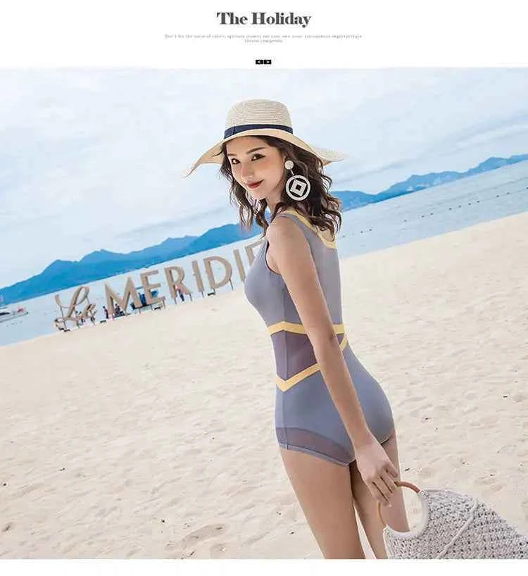 Summer 2025 New Conservative Professional Sports Belly-covering and Slimming Ins Style Hot Spring Fashion One-piece Swimsuit