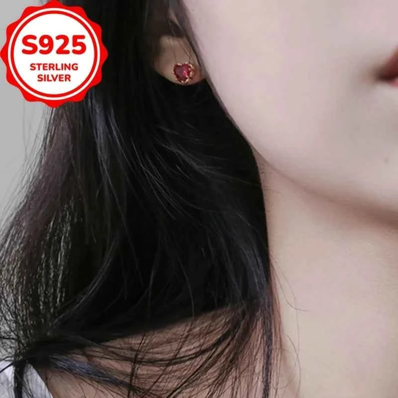 Creative 925 Pure Silver Classic Fashion Anti-Allergic Heart Ear Studs for Women Accessories