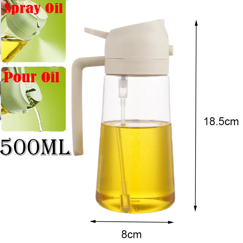 2in1 500ml Plastic Kitchen Oil Sprayer Spray Oil Olive Spray Bottle for Oil Dispenser BBQ Baking Roasting Picnic Kitchen Tool