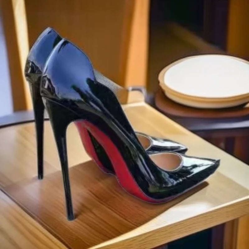 Pink sexy shallow mouth12cm super high heels for women with slim heels,high-end and versatile professional red sole single shoes
