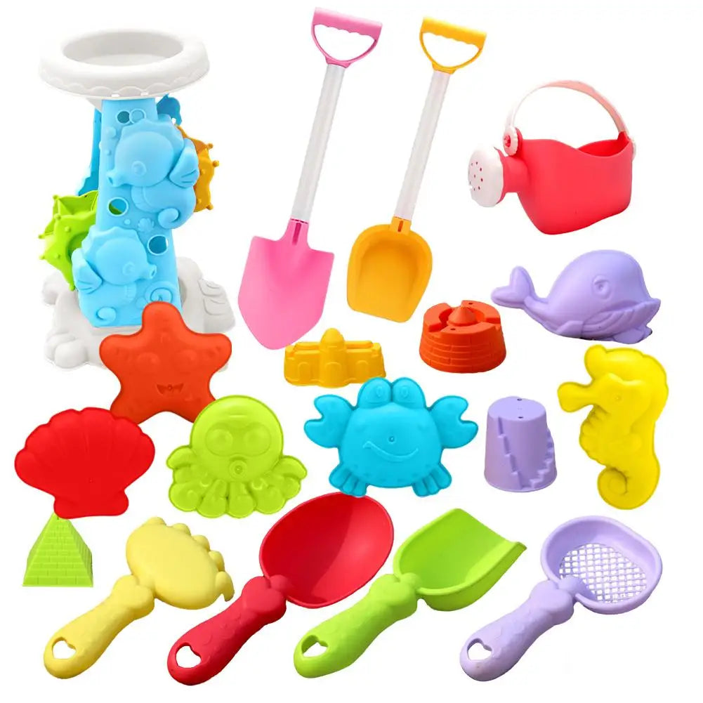 Kids Beach Toy Set Baby Sand & Water Play Kit with Bucket Shovel Rake Watering Can Summer Outdoor Sandbox Tools