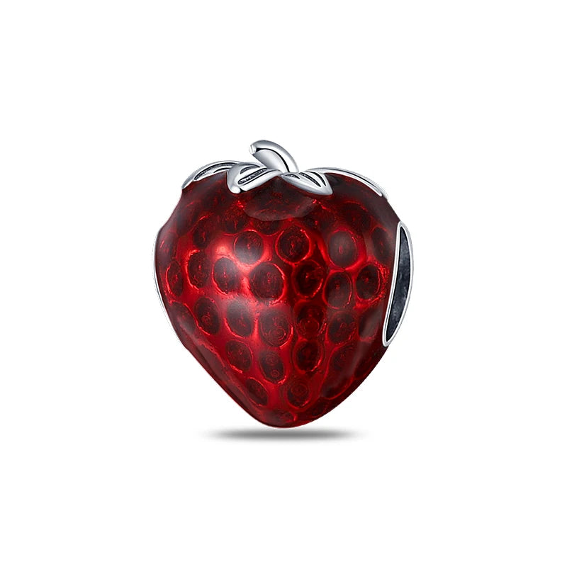 New 925 Silver Color Strawberry Cherry Fruit Series Charms Beads Fit 3mm 925 Original Bracelets DIY Birthday Jewelry Gifts