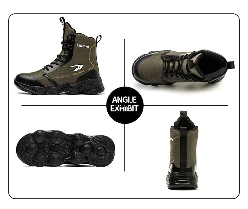 Dropshipping Men Safety Shoes Steel Toe Sneaker Lighweight Work Safety Boots Man High Top Puncture Proof Work Shoes Anti-smash