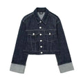 HH Women Fashion Denim Set Casual Lapel Long Sleeve Crop Jacket Buttons Female Vintage Wide Leg Loose Jeans Long Pants