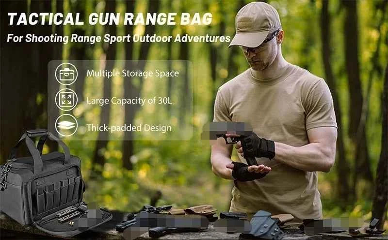 Gun Range Storage Bag Molle System Outdoor Hunting Accessory Nylon Gun Tactical Case Bags Pistol Tool Shoulder Pack Sniper Black