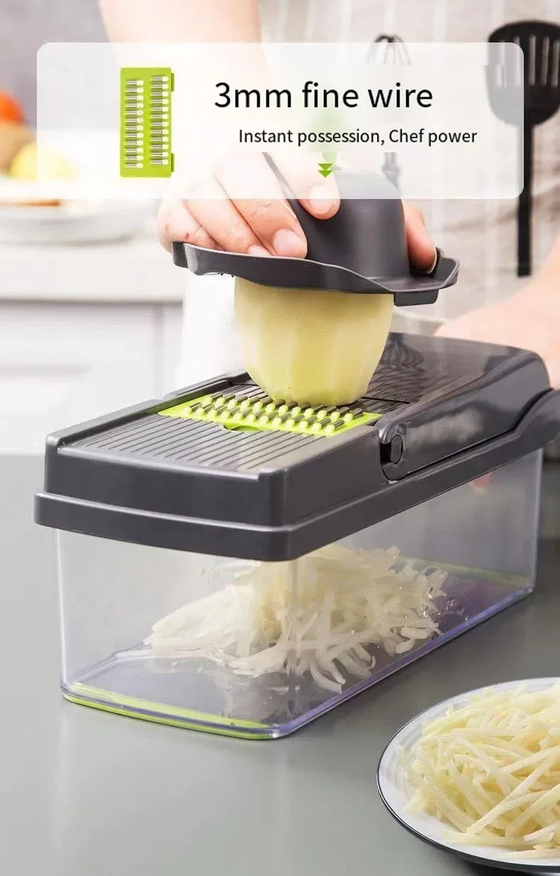 Pro-Series 16-in-1 Vegetable Chopper, Dewpeton Mandoline Slicer, Veggie Chopper, Food Chopper with Container, Vegetable Cutter