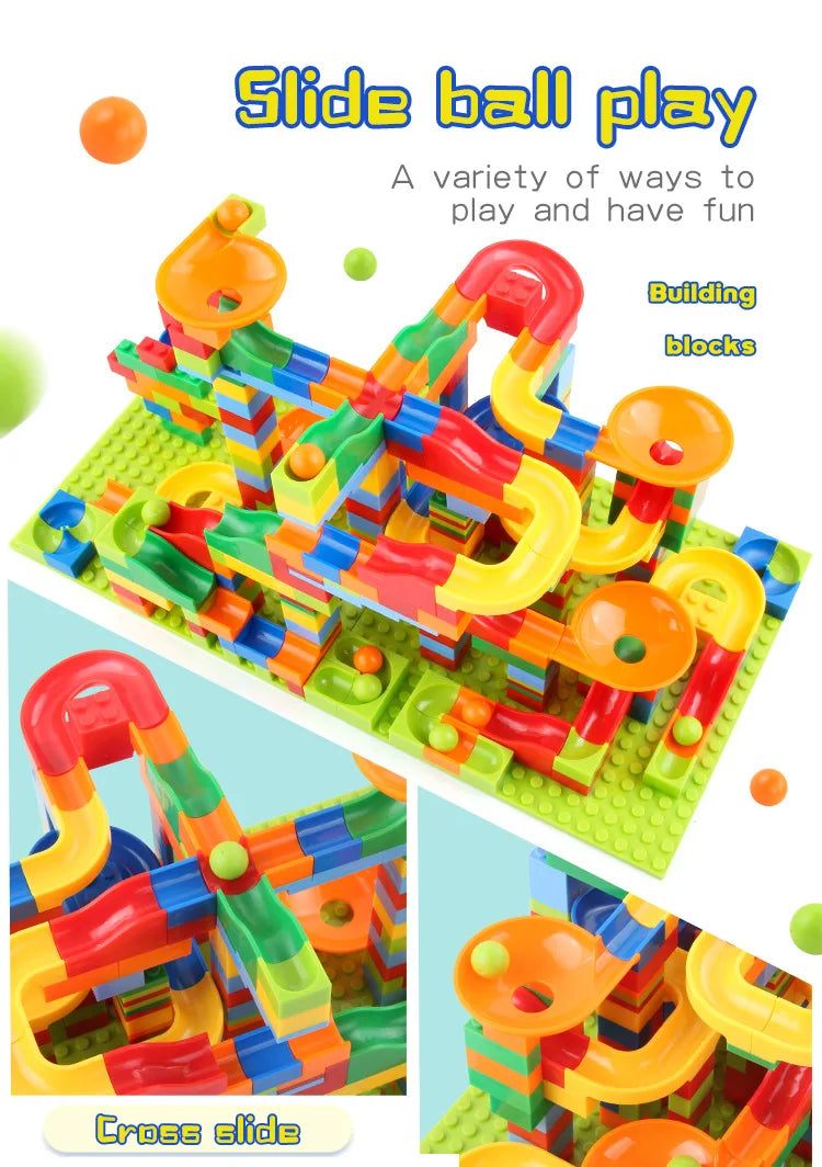 84-504PCS Marble Race Run Blocks Maze Ball Track Toy Compatible city Building Blocks Funnel Slide Blocks Toys DIY Bricks Toys