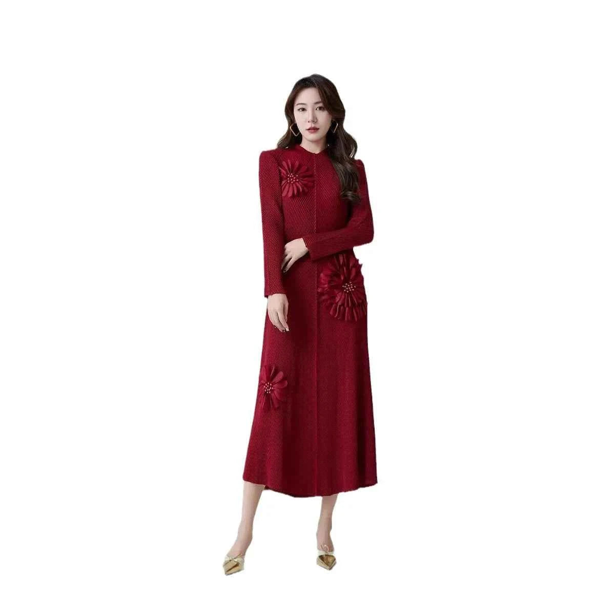 Directly From The Manufacturer Spring New Design Three-dimensional Printing Pleated Dress Foreign Style Fashion Dresses Women