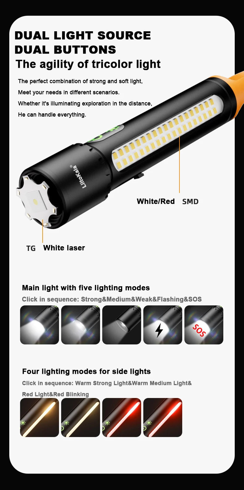 LiitoKala Ultra Bright Core LF-X725 Flashlight 21700 3500mAh Battery Illumination 1500LM 20W 500m Range