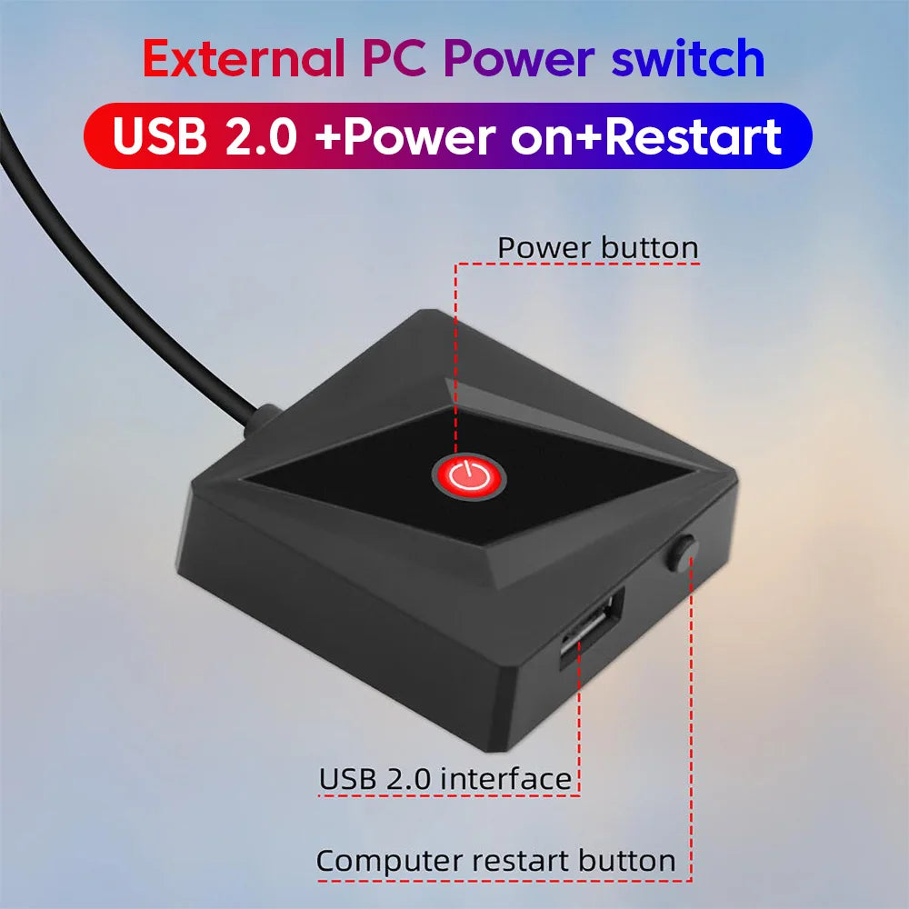1.7m Computer External Switch +Restart+USB 2.0 PC Desktop Computer Power Control Cable USB Ports External Mouse Keyboard U Drive