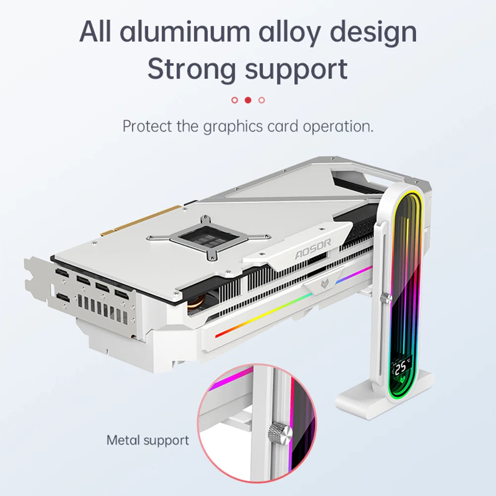 Graphics Card GPU Brace 5V 3Pin ARGB Adjustable Video Card Bracket Stand GPU Support Bracket GPU Water Cooling Kit Support Stand