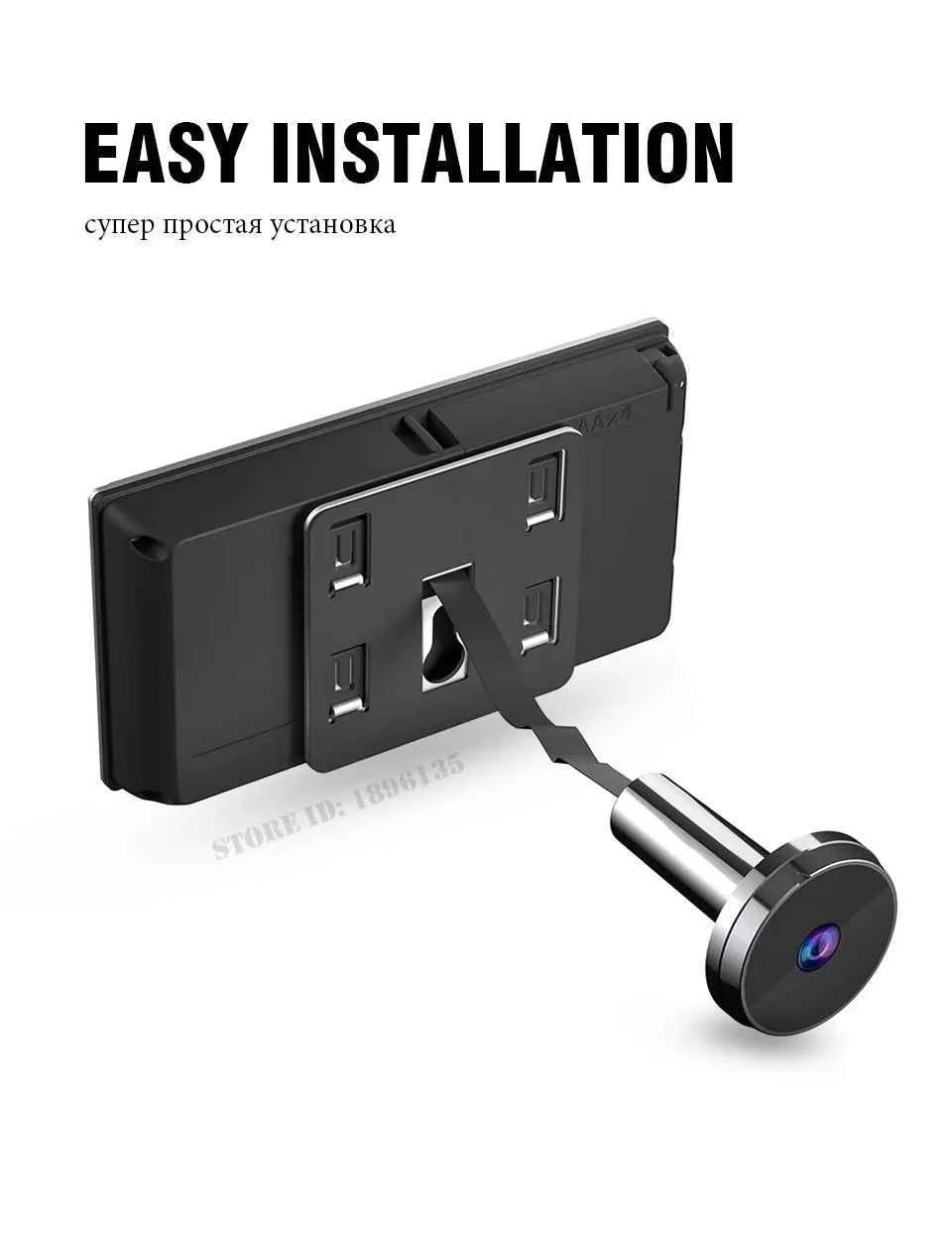 KAK 3.5" Digital Door Peephole Camera Electronic Door Viewer Bell 120 Degree Wide Angle HD Screen Home Security System Hardware