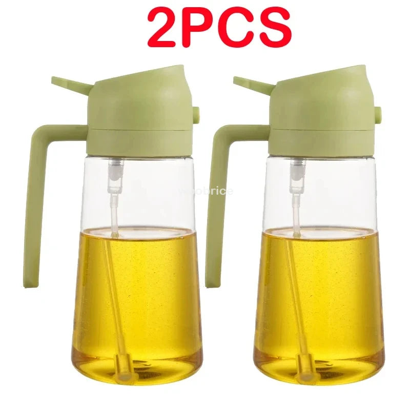 2-in-1 Plastic Oil Dispenser Sprayer 16oz Leakproof Olive Oil Bottle for Cooking Air Fryer BBQ  Picnic Kitchen Tools