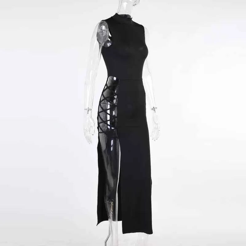 New Elegant Black Sleeveless Bandage Sexy Dress for Women Club Party Backless Tank Dresses Skinny Fashion Summer
