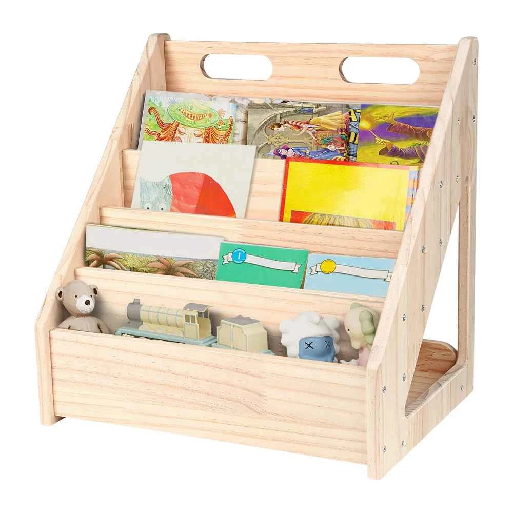 Bookshelf for Toddlers 1-5 Years, Forward-Facing Bookshelf with Handle & Anti-Tip Device, Bookshelf for Kindergarten/Schoolroom