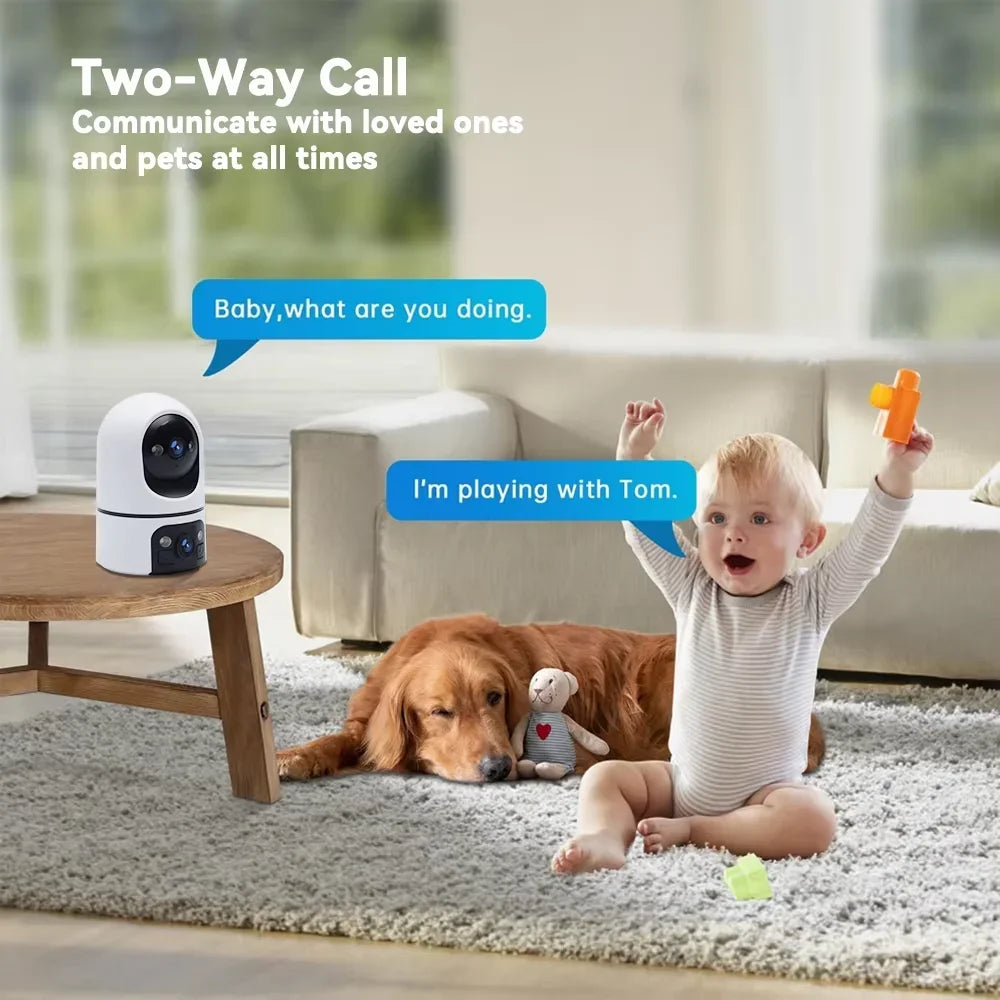 New 10MP 5K HD Clear WiFi Baby monito Dual Screen Video Call PTZ Night View Pet Camera Home Surveillance Cam Monior