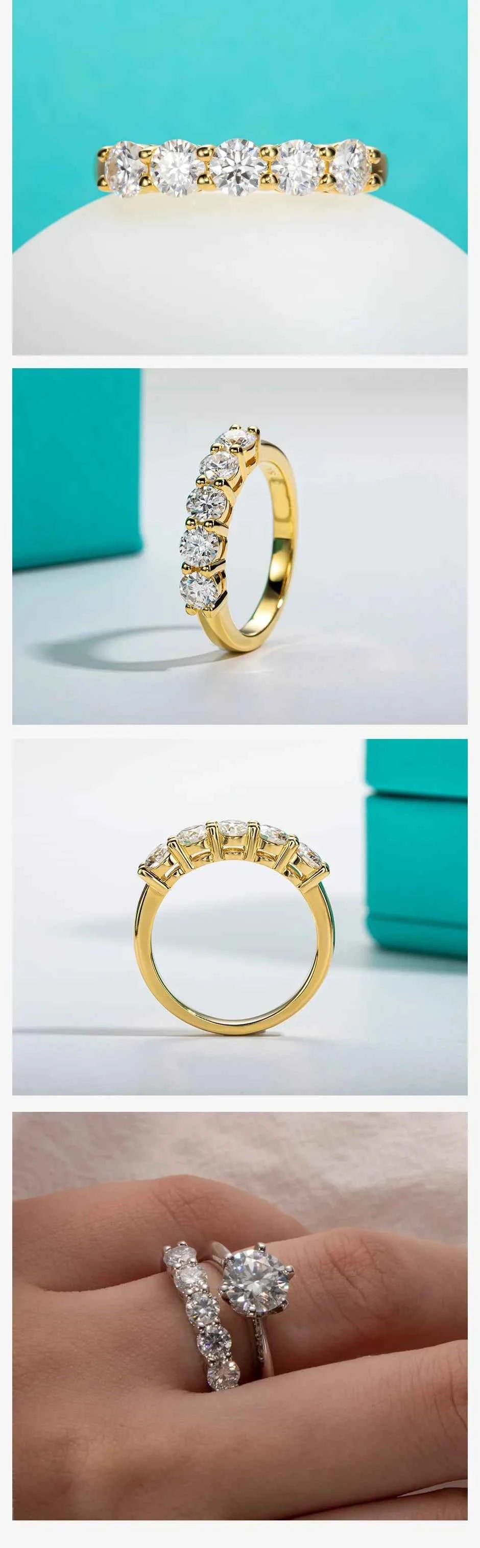 AnuJewel 4mm Moissanite Wedding Band Ring