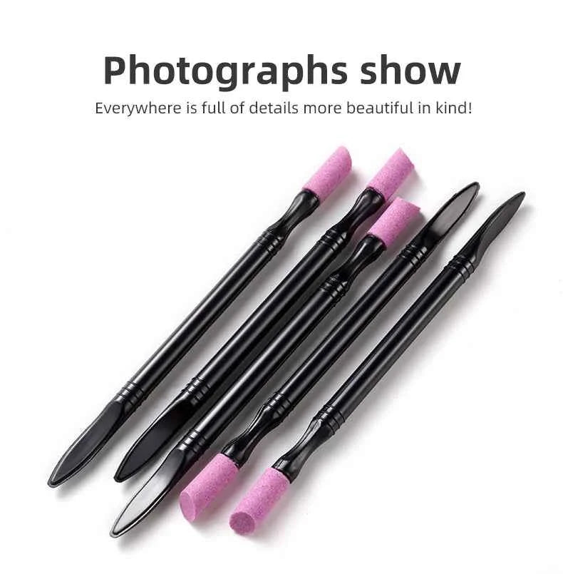 1/5PCS Quartz Pen Nail  Cuticle Pushers Nail Polish Manicure Stick Nail Files Grinding Pen Dead Skin Remover for Natural Nail