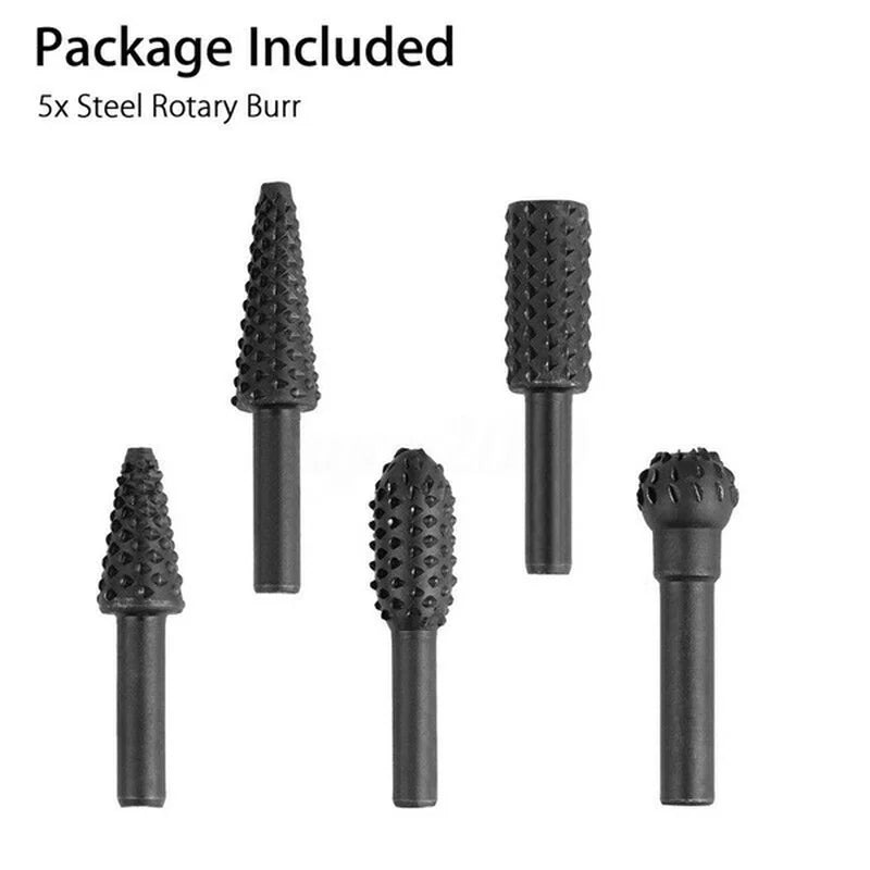 5Pcs Woodworking Tools Electric Rotary Files Wooden Files Carving Knives Tea Trays Root Carving Polishing Heads Hardware Tools