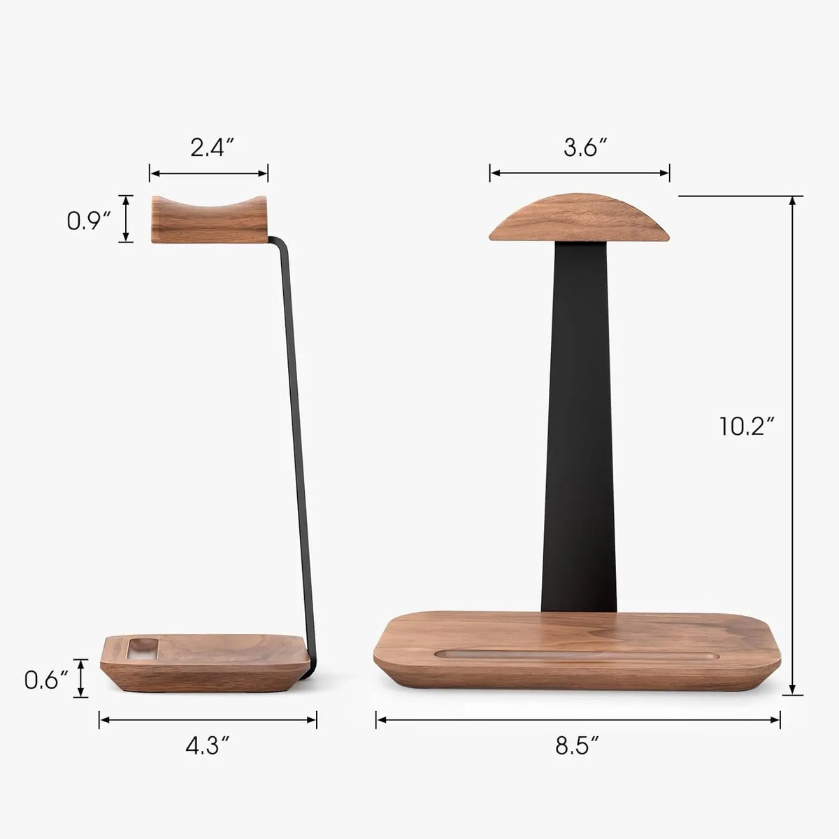 Wooden Headphone Stand With Storage Base For Desk