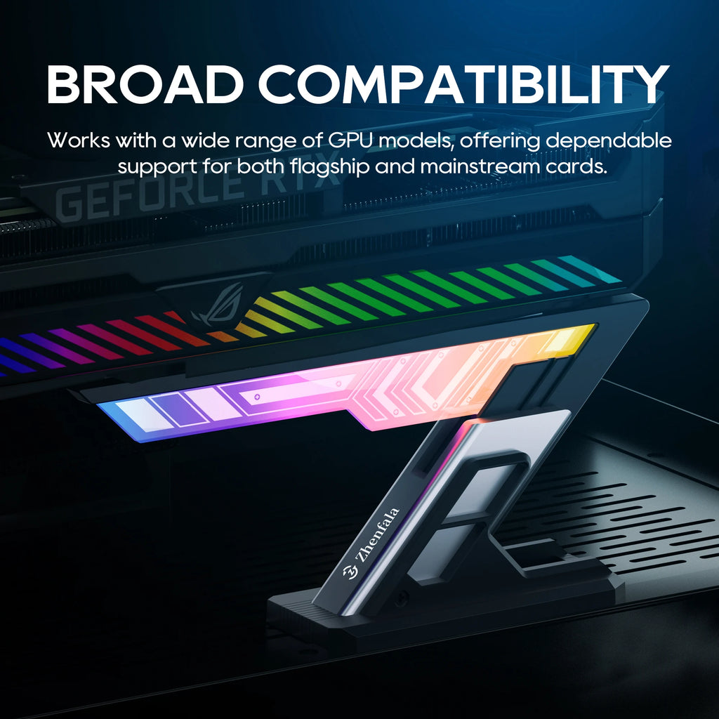 ARGB GPU Support Bracket，Horizontal GPU Anti-Sag Support Bracket 5V 3pin 75-128mm adjustable Universal GPU Bracket