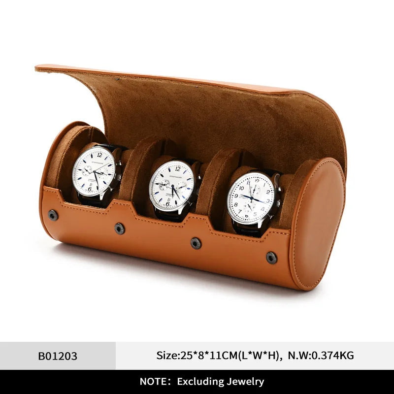 WoodTen Portable Jewelry Box Jewelry Organizer Roll 1 2 3 slot Watch Storage Box With Pillow Wristwatch Bag Gift Box Watch Case