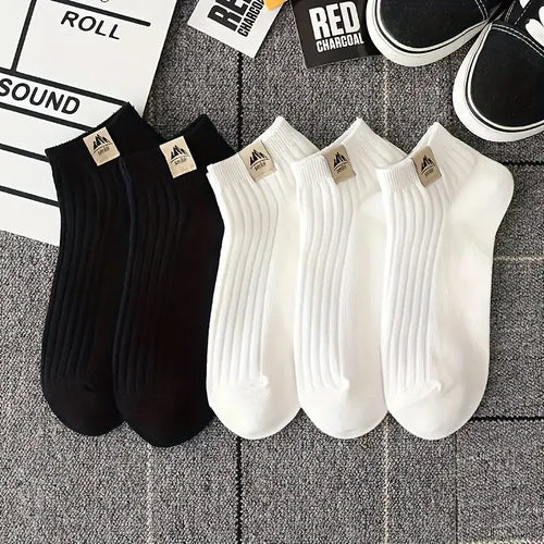 5/10 paires de chaussettes décontractées pour hommes, de haute qualité, pour sports de plein air et fitness, de couleur noire et blanche, confortables et douces