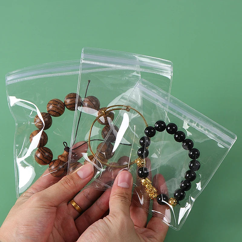 (ZYDD01) 100pcs Jewelry Organizer Pouch Bags Mini Transparent PVC Anti-Oxidation Earring Pendant Necklace Bracelet Storage Bags