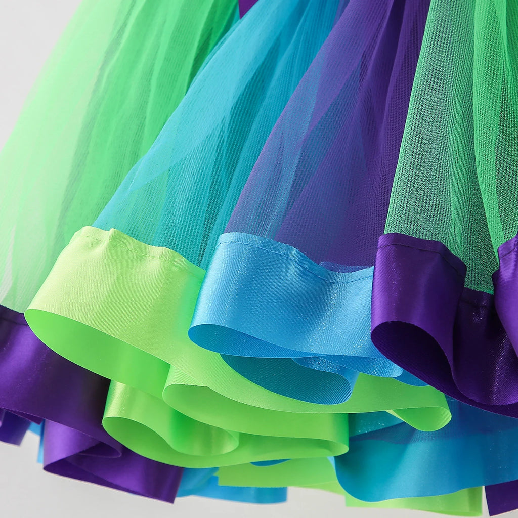 Mini skirt Party With Hairpin 2024 Tutu Skirt Baby Girl Skirts Princess Rainbow Tulle Skirts Girls Clothes Children Clothing