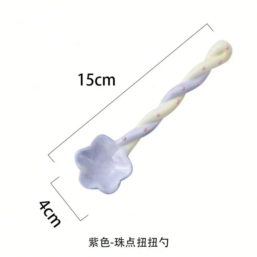 Ceramic Long-Handled Spoon For Home Use, High Aesthetic Value, Cute Ins-Style Stirring Spoon, Coffee Spoon, Girly Spoon, Suitable For Graduation Gifts, Daily Use, And Holiday Presents.