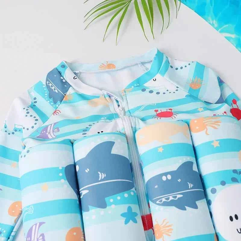1-6T Children's Buoyancy Swimsuit Cartoon Swimwear Kid One-Piece Floating Rash Guards Bathing Clothes Boys Girls Swimming Suits