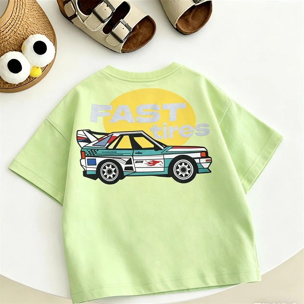 Summer Clothes Cartoon Printed TShirt Short-sleeved Tops Simple All-match Base Shirt Girls Boys Lovely Funny Clothing Printed T