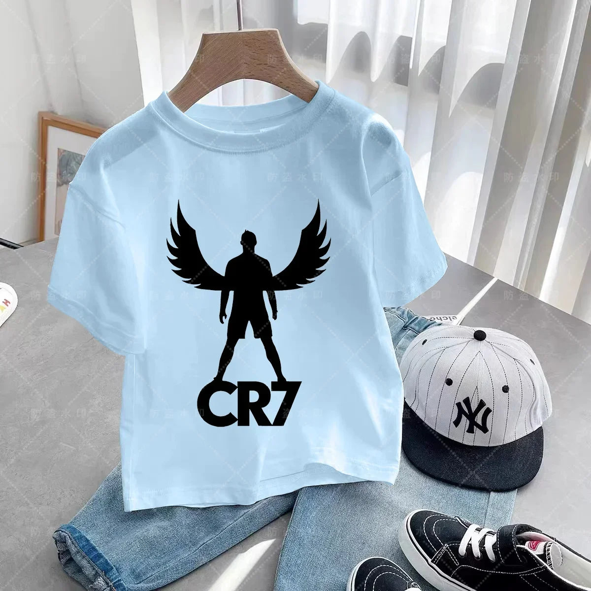 New Summer CR7 Print Cotton Boys Girls T-shirt Cristiano Ronaldo Clothing Fashion Outdoor Casual Fashion Sports Tees Top Tshirt