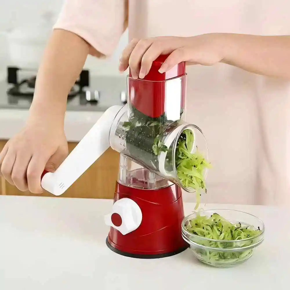 3-in-1 Rotating Cheese Grater Multi-Function Manual Vegetable Slicer Peanut & Cheese Grinder Vegetable Chopper