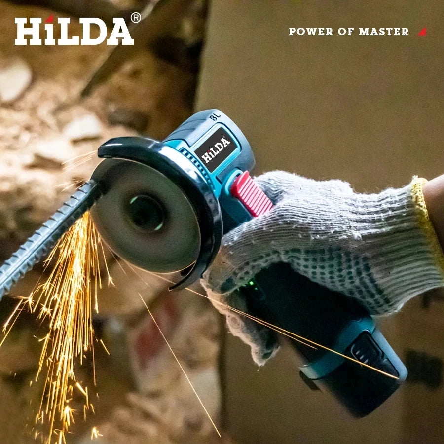 HILDA 3 inch 12V Miniature Rechargeable Angle Grinder with Battery Cutting Blade Polishing Grinder for Cutting Diamond Cordless