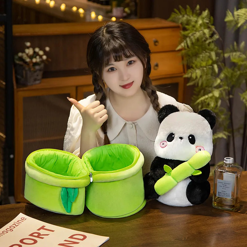 2 in 1 Cute Bamboo Panda Plush Toy Kawaii Stuffed Animal  Panda Plushie Doll Pillow