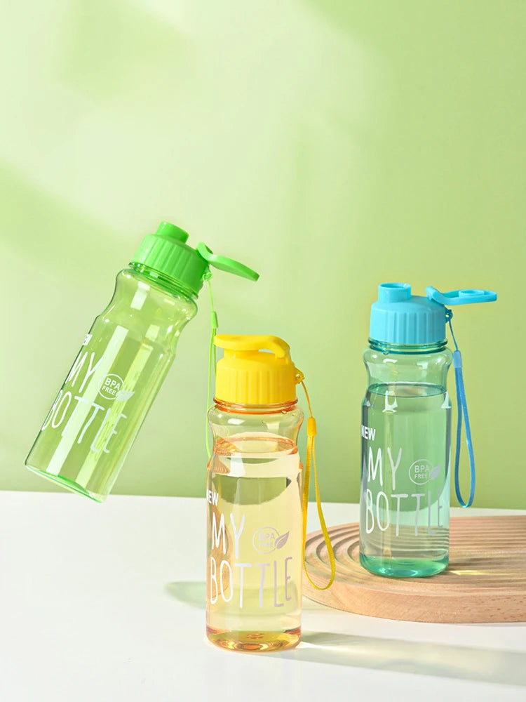 550ml Portable Plastic Water Bottle, Transparent Water Cup, Clamshell With Rope Design, Suitable For Fitness, Office, Outdoor