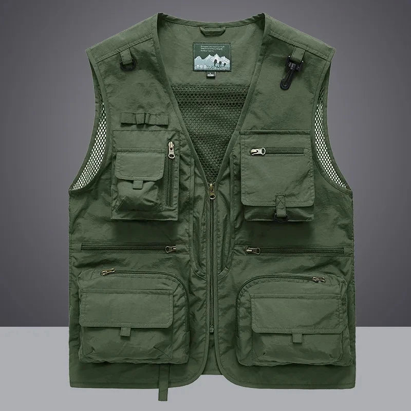 14 Pockets Summer New Men US Tactical Hiking Fishing Vest Mens Photographer Waistcoat Mesh Cargo Sleeveless Jacket Tool Vest 7XL