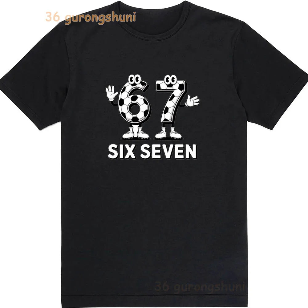 Children 67 print Clothes Kids black T Shirt For Boys Shirts baby T-shirts 6 7 summer Tops For Girl clothing boy Short Sleeve