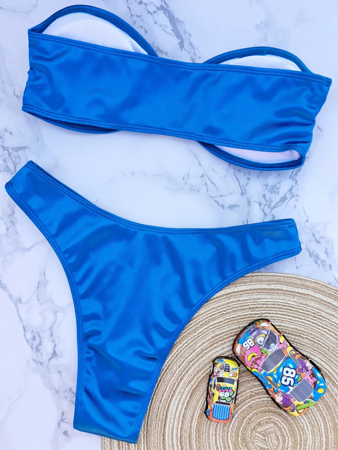 New Sexy Bandeau Strapless Bikini Female Swimsuit Women Swimwear Two-pieces Bikini set Padded Bather Bathing Suit Swim V4647D