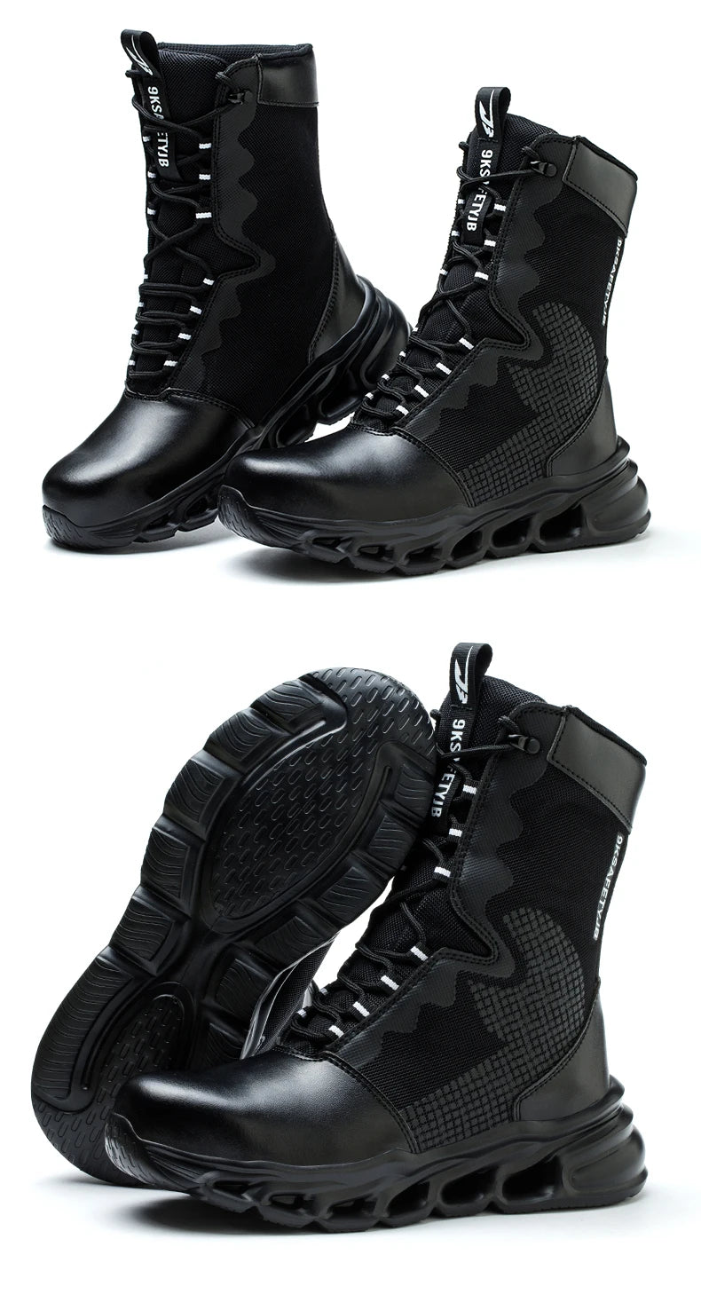 Fashion Work Boots Men Protective Shoes Safety Boots Steel Toe Shoes Outdoor Hiking Boots Light Tactical Boots Puncture-Proof