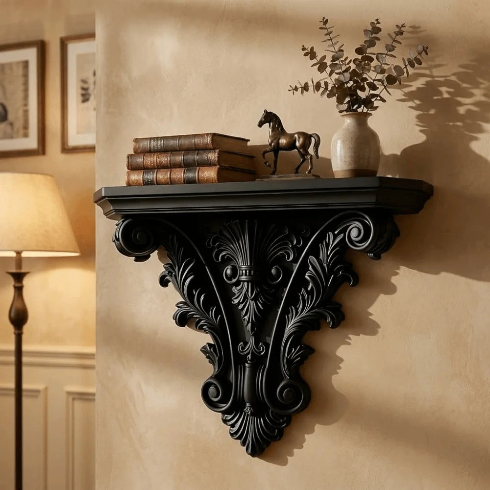 Creative 3D Printing Floating Shelf Unique Retro Gothic Wall Decor Decorative Carving Wall Mounted Shelves Goth Home Decor