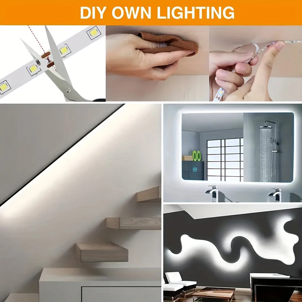 USB Led Strip Lights DC 5V 2835 White / Warm White Led Lights with ON/OFF Switch for Bedroom, Mirror, Cabinet, Wardrobe, TV