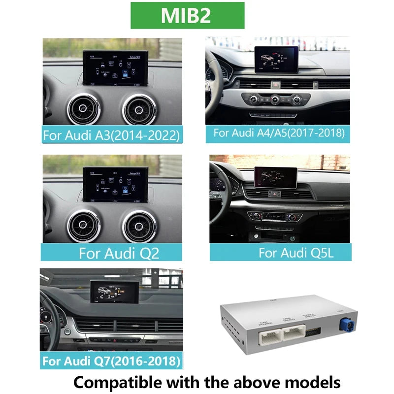 AUTOABC Wireless  CarPlay Android Auto Interface for Audi A3 A4 A5 Q2 Q7 Q5L 8V AirPlay Mirror Link multi-media camera