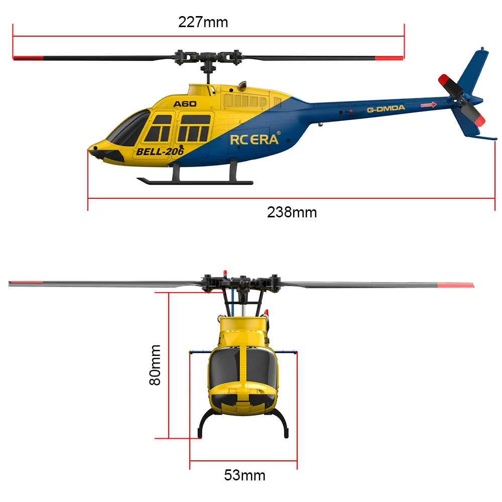 RC ERA A60 4CH Helicopter 1/42 Scale BELL-206 Optical Flow Positioning 10min Fly Time 2.4G 120M 6-Axis Gyroscope Brushless Plane