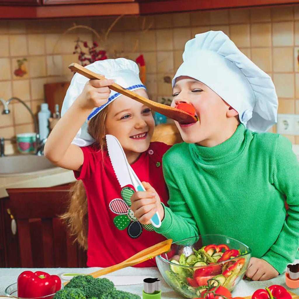 Kids Cooking Set Toys Montessori Kitchen Tools for Toddlers Kids Safety Plastic Knife Set With Cutting Board for Real Cooking