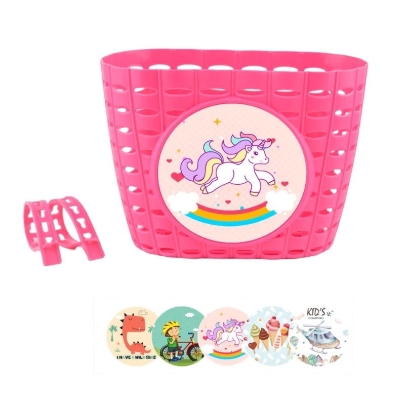 Kids Bike Basket for Boy Girl Front Bicylcles Handlebars Waterproof Basket with Fastens Strap Teen Small Bike Basket