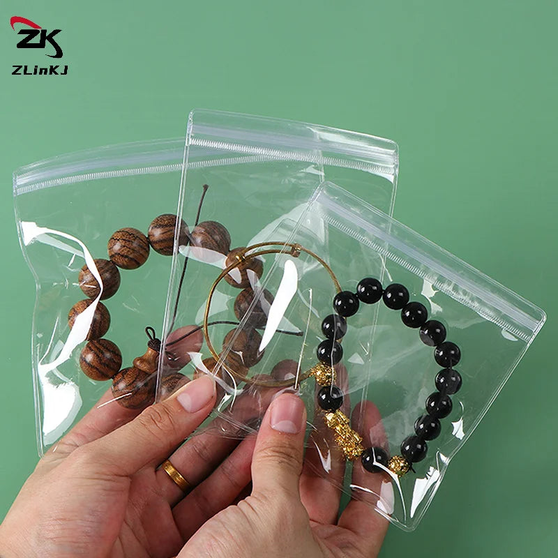 (ZYDD01) 100pcs Jewelry Organizer Pouch Bags Mini Transparent PVC Anti-Oxidation Earring Pendant Necklace Bracelet Storage Bags
